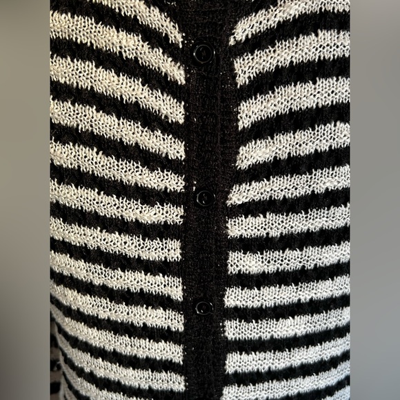 Excellent Condition-Pina Rossi Open Knit Button Back Stripe Sweater - Size M - Picture 4 of 6